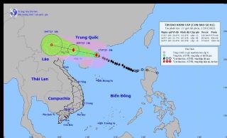 Hướng di chuyển của cơn bão số 1. Nguồn: Trung tâm dự báo khí tượng thủy văn quốc gia